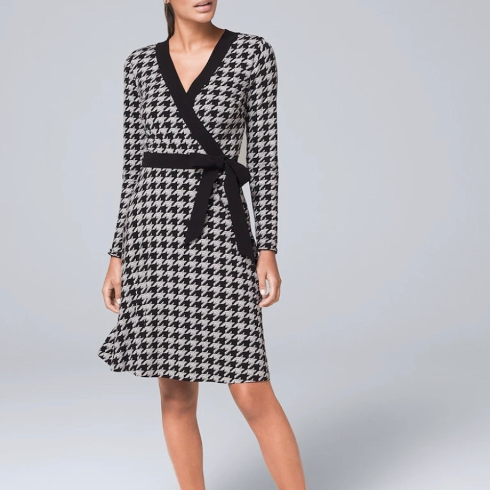 REVERSIBLE HOUNDSTOOTH/BLACK DRESS